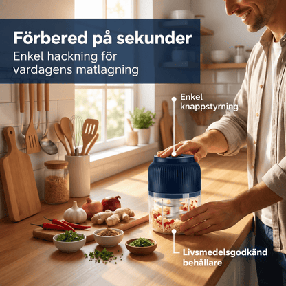 Elektrisk minihackare som hackar lök och vitlök på sekunder